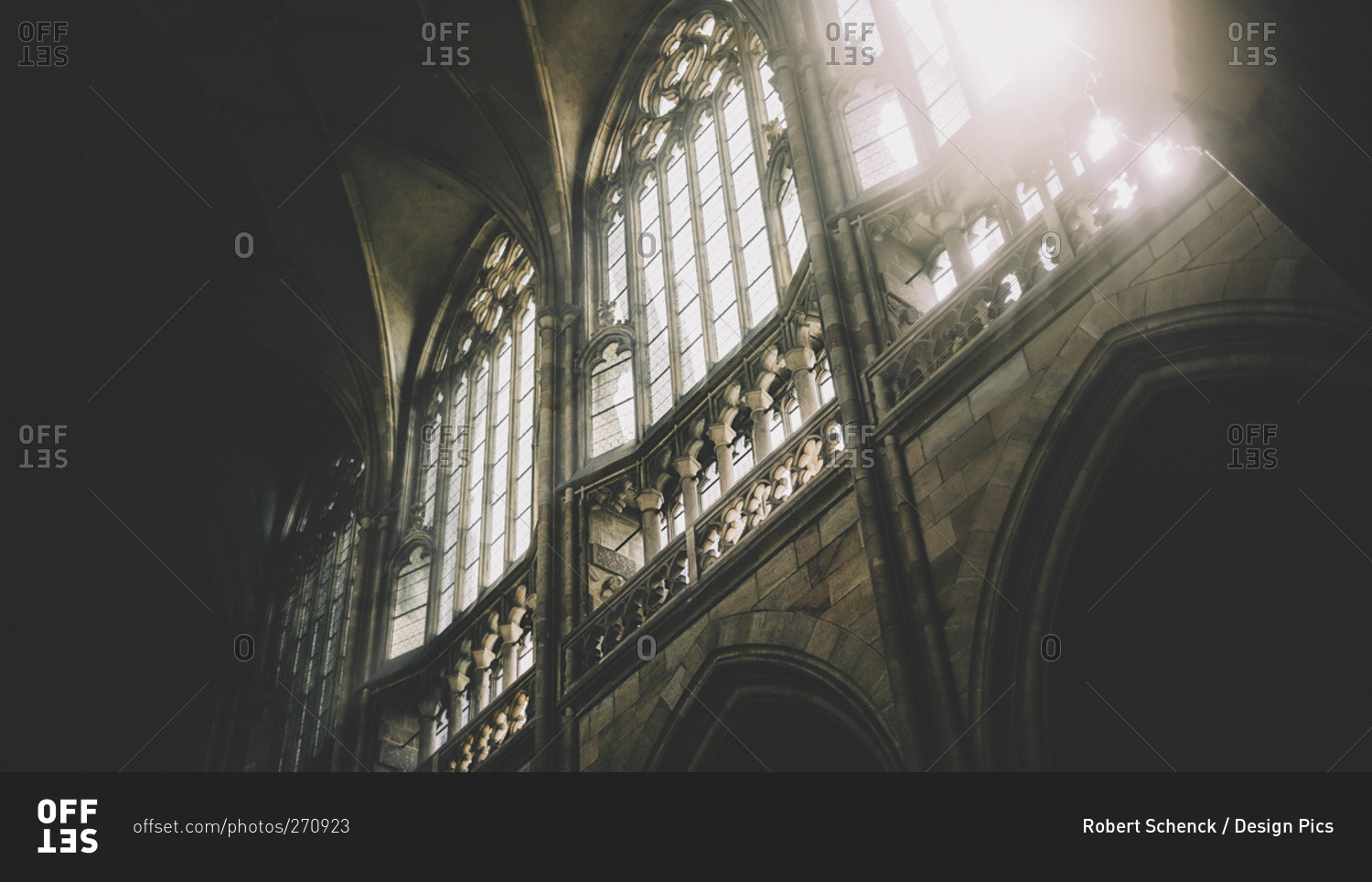 Daylight through the windows of St Vitus Cathedral at Prague Castle, Prague, Czech Republic