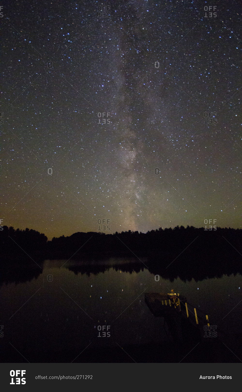 The Milky Way galaxy visible over the French River, Canada