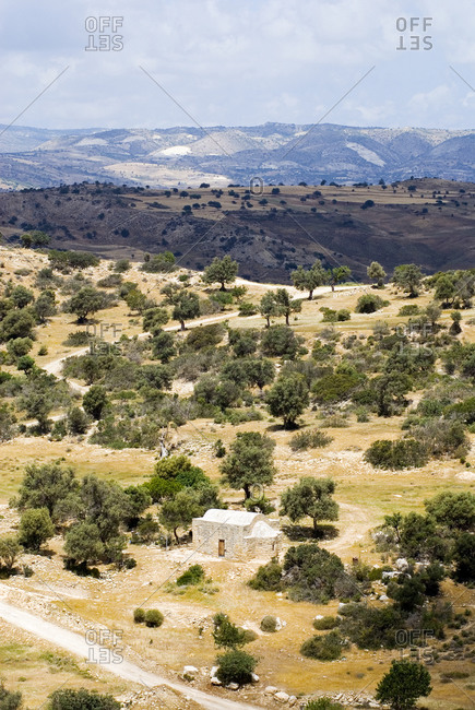 Arid lands typical of the beginning of the Troodos mountains between Paphos and Limassol in Cyprus