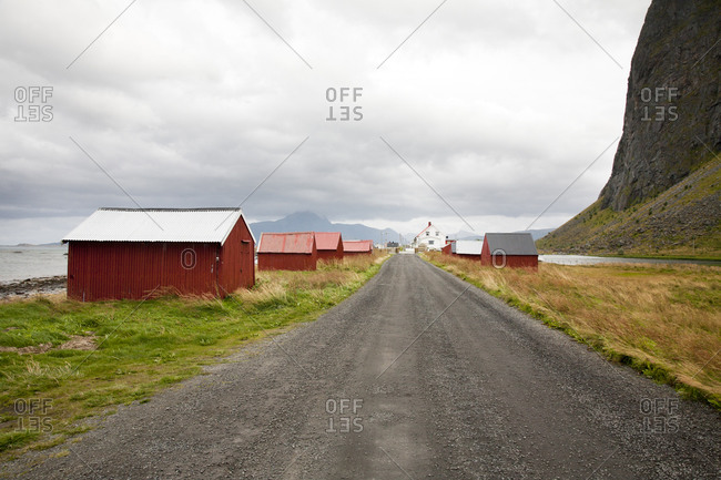 Red barns on a farm in Norway