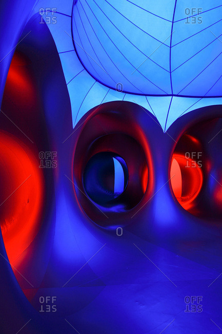 Raleigh, North Carolina, USA - May 21, 2011: Interior of Amococo, a large inflatable sculpture, at a festival