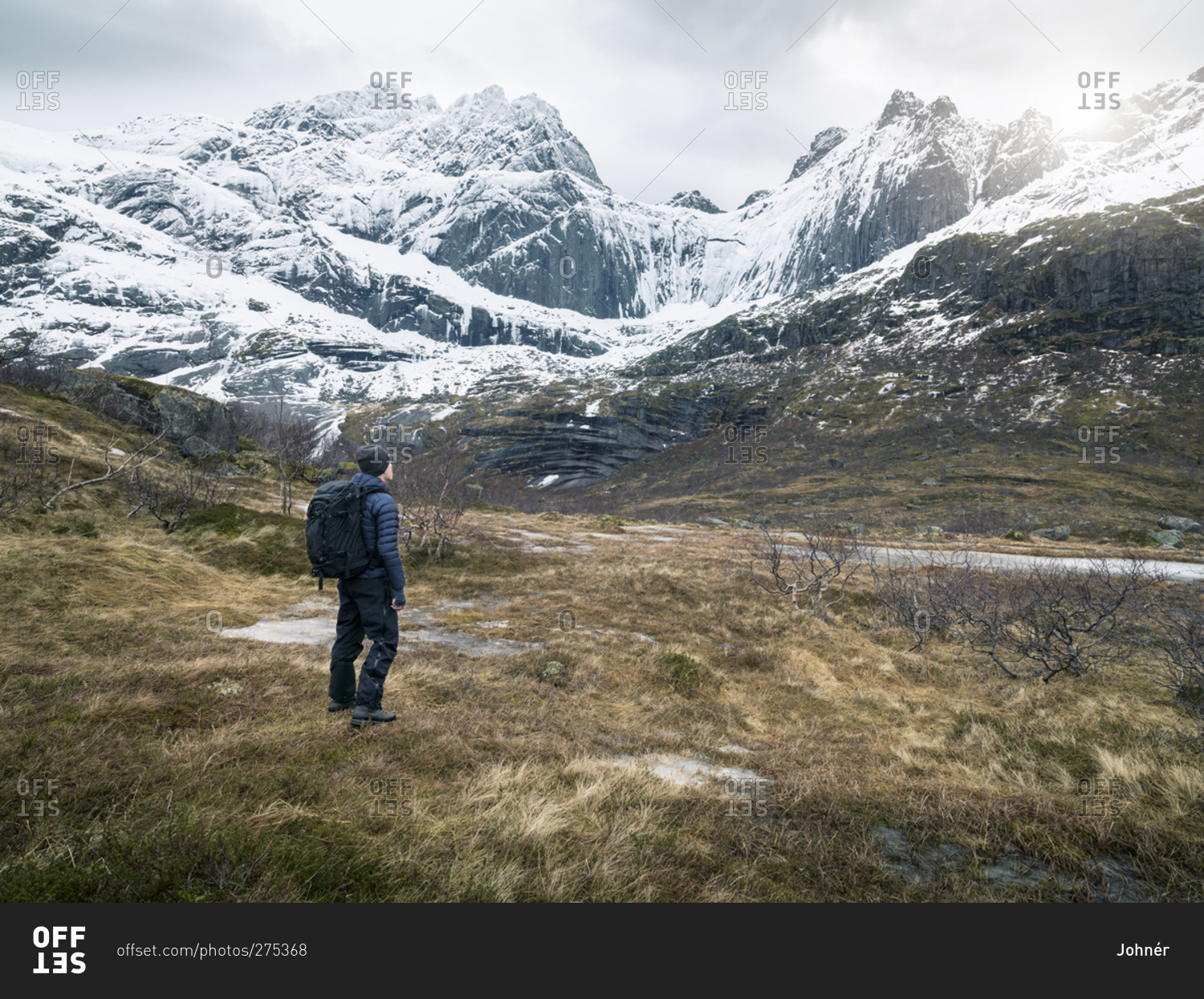 Man hiking in mountains