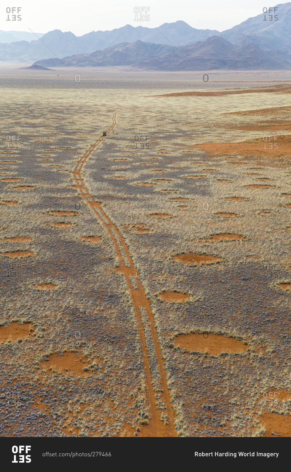 Land Rover on deserted track in the Namib Desert, Namibia, Africa