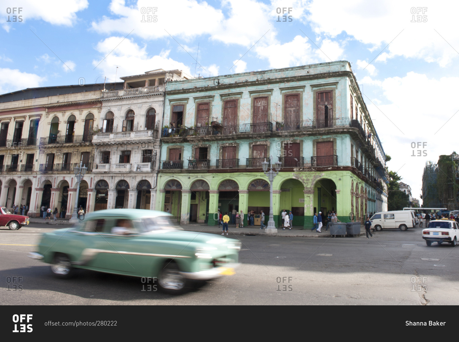 Colonial buildings and street in Havana, Cuba