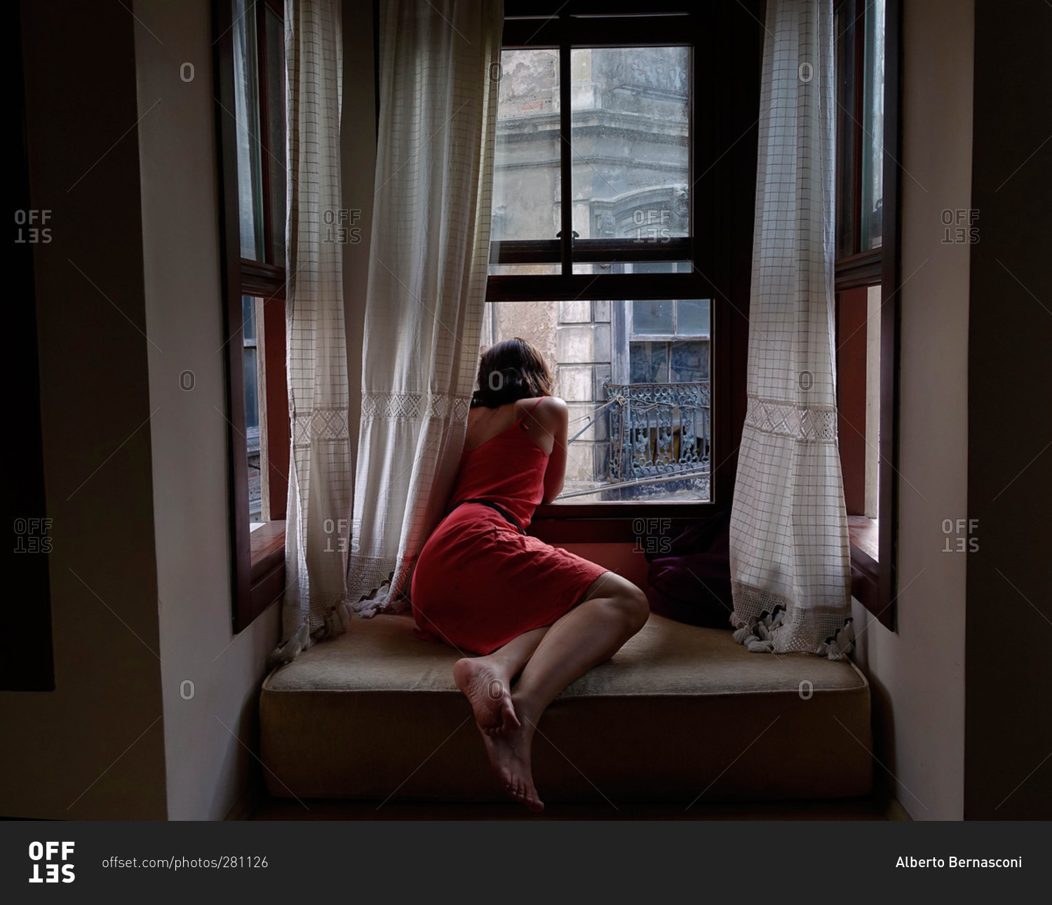 Edwardian Woman Looking Out Of A Window Historical Women