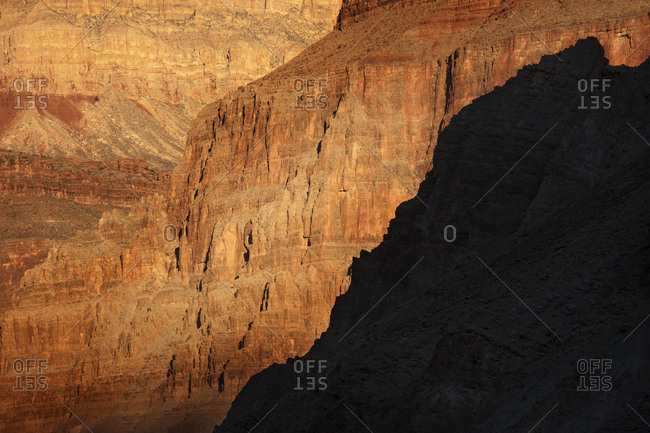 Sunrise on canyon cliffs, Grand Canyon, National Park, Arizona, USA