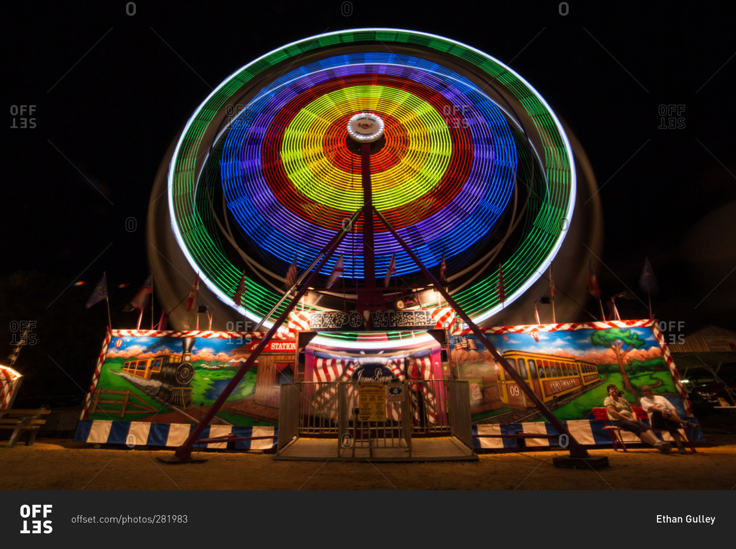 Wheel carnival ride at night