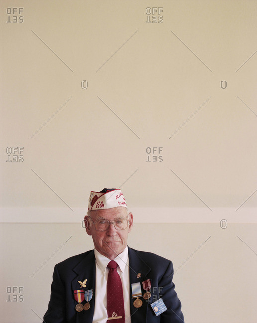 Portrait of elderly American war veteran