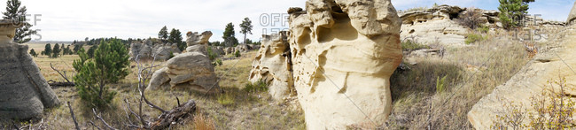 Panorama of eroded rock formations