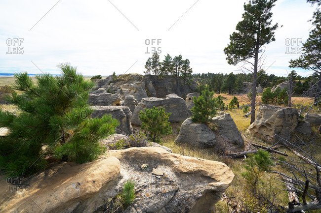 Landscape with eroded rock formations