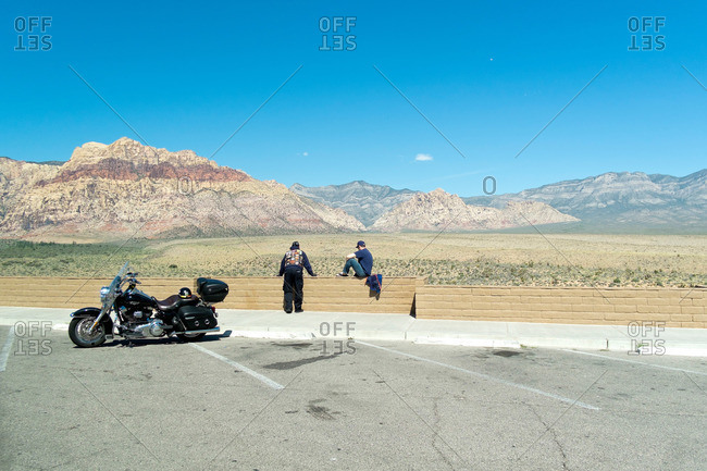 Las Vegas, Nevada - April 16, 2014: Visitors enjoying the view at Red Rock Canyon park