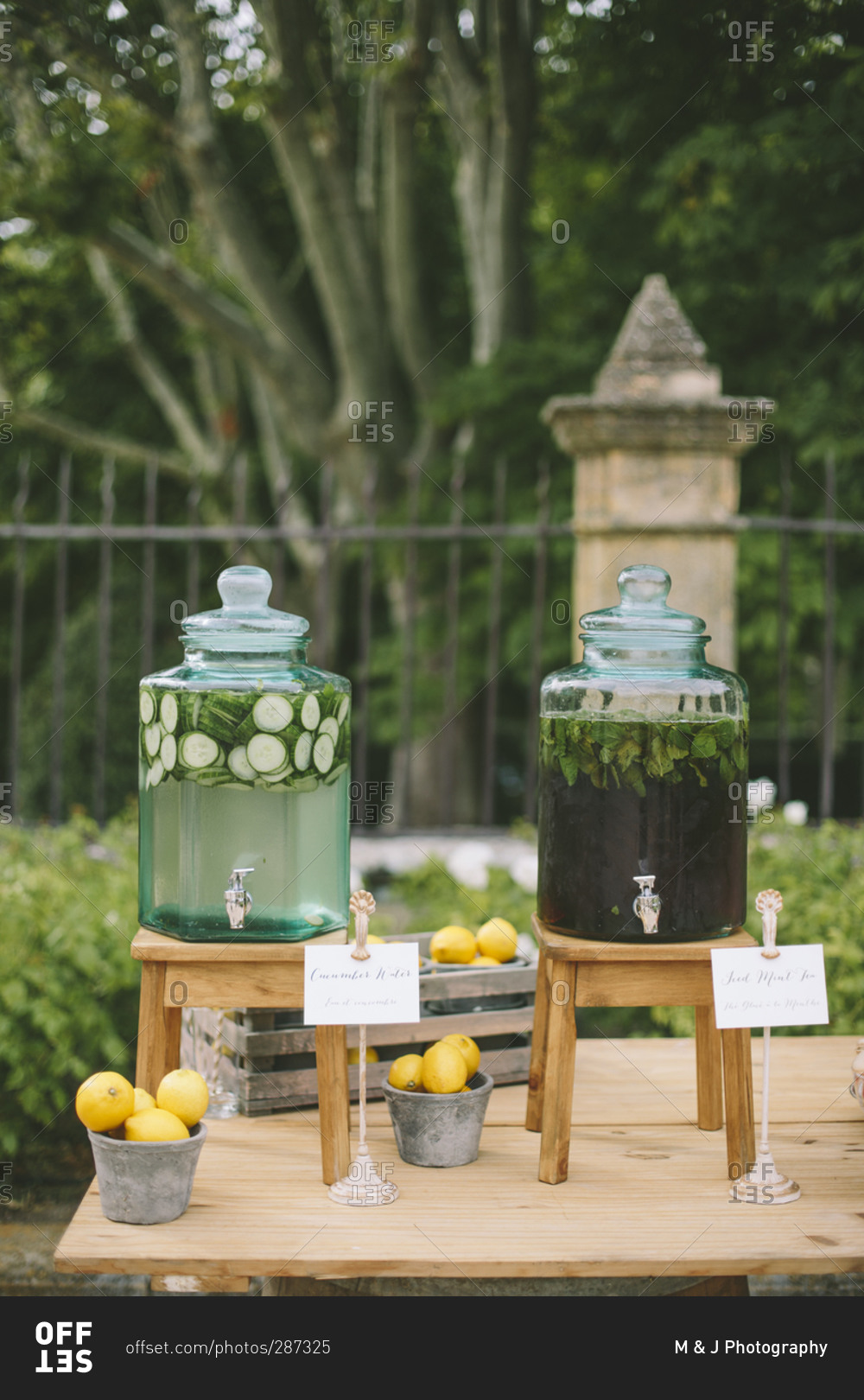 Refreshment dispensers on wedding table