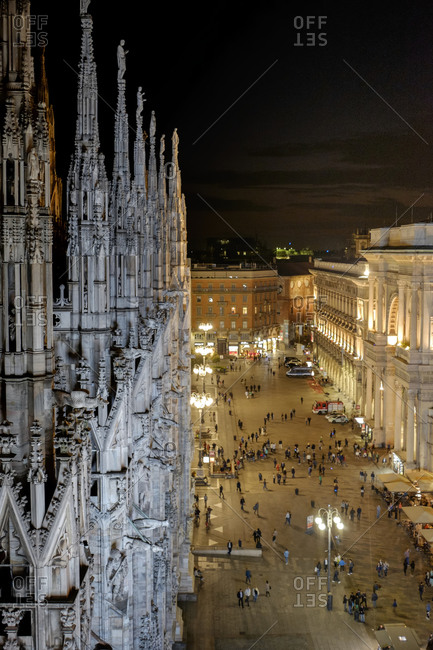 Milan Cathedral over Cathedral Square at night