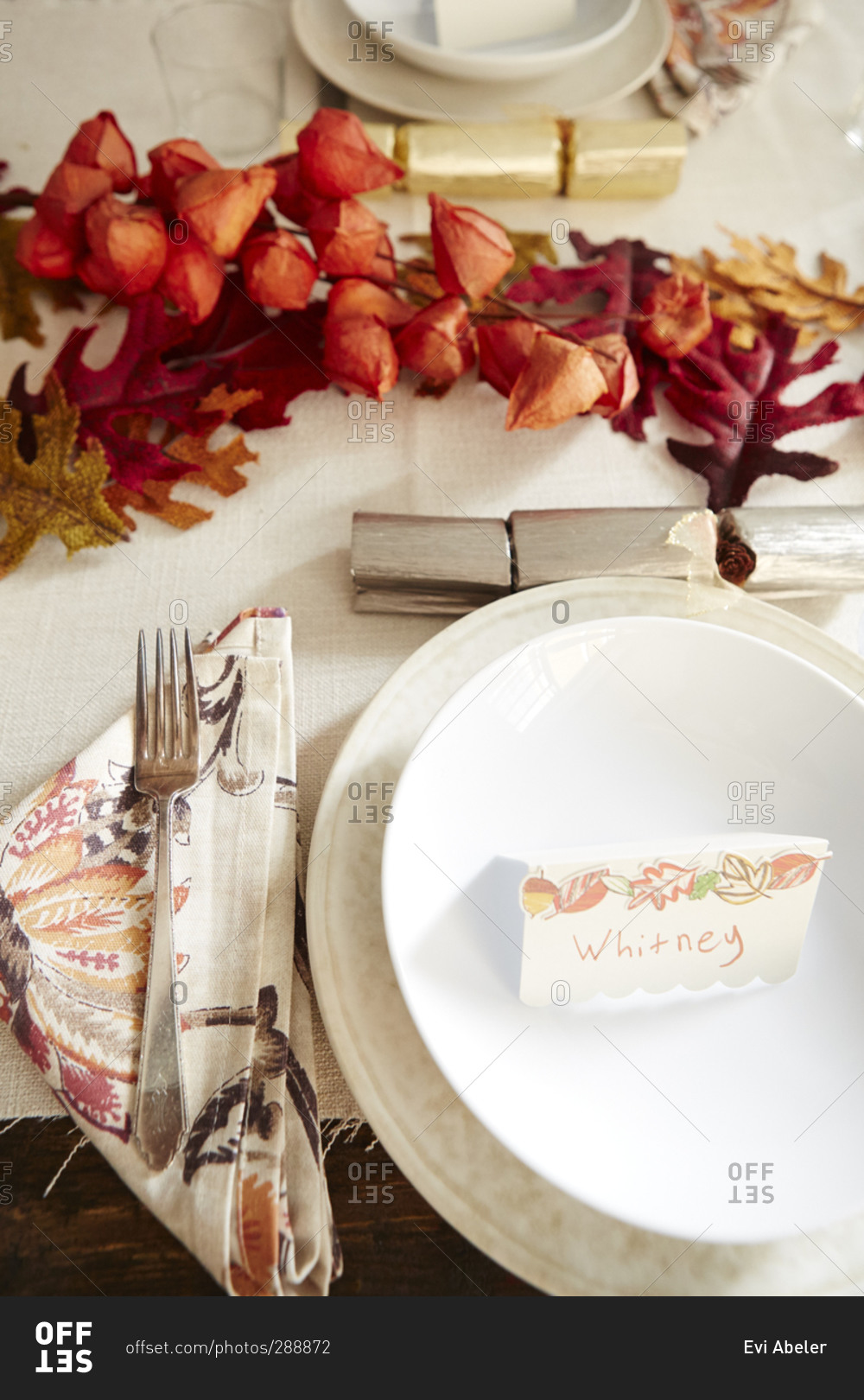 Place setting at a Thanksgiving table
