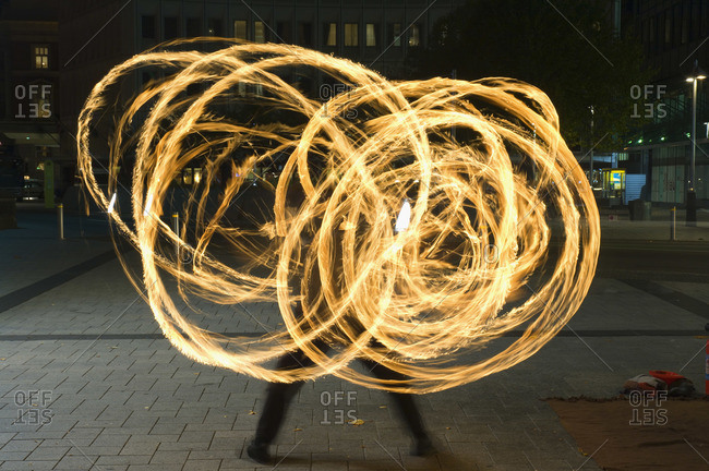 Street Performing Swinging Torches Cathedral Square