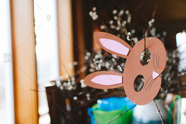 Close-up of a child's bunny mask
