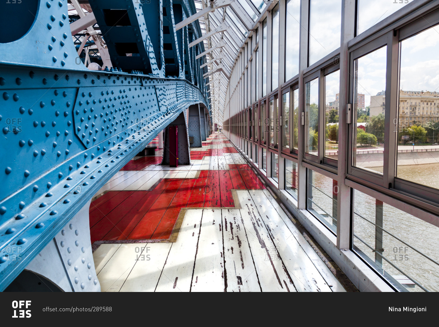 Covered bridge in Moscow, Russia stock photo - OFFSET