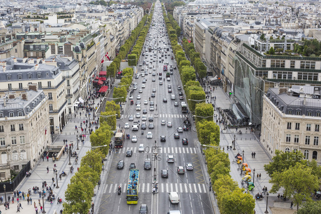 Bird's eye view of Champs-Elysees, Paris