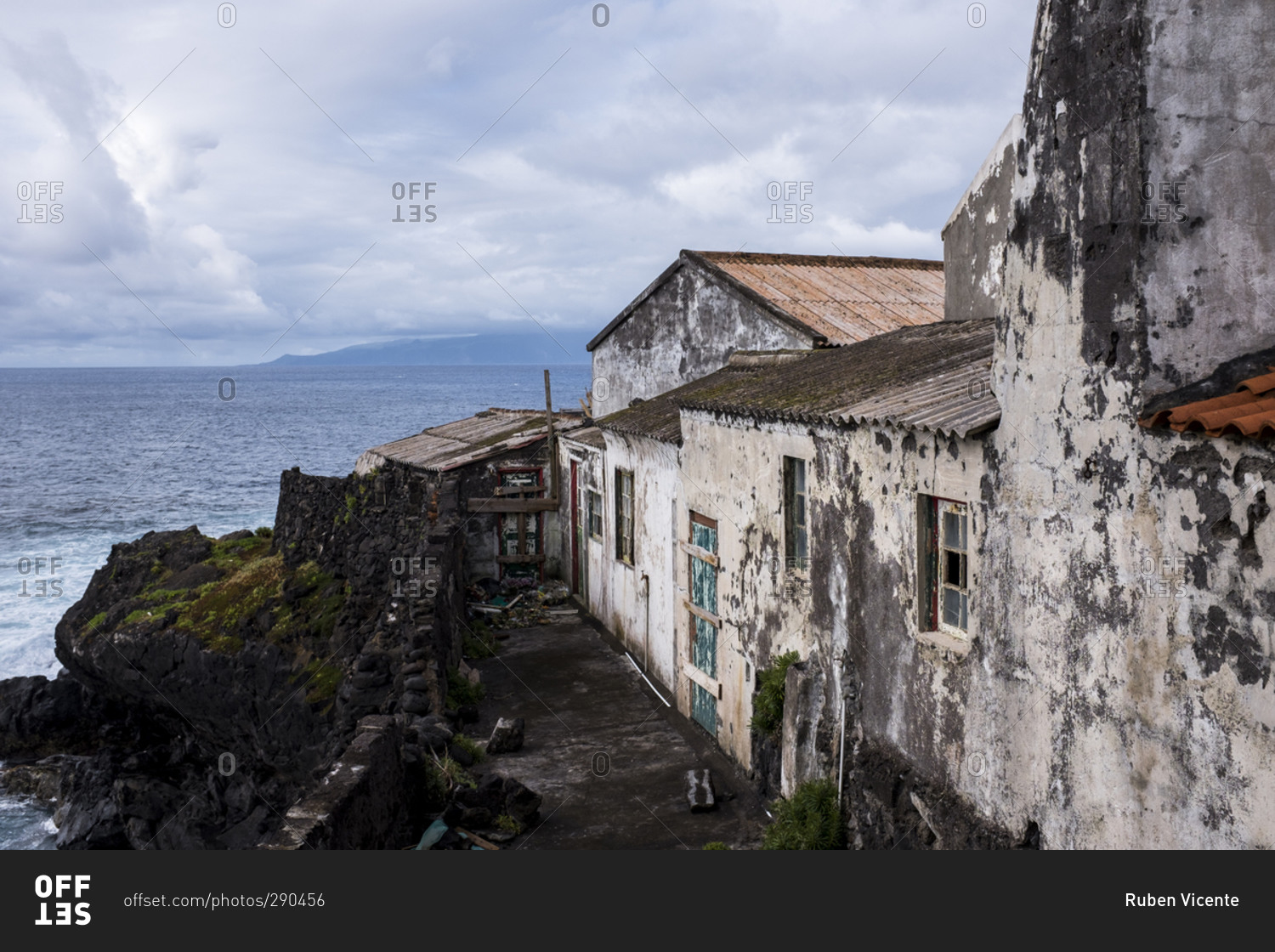 Abandoned house at Corvo, Azores, Portugal stock photo