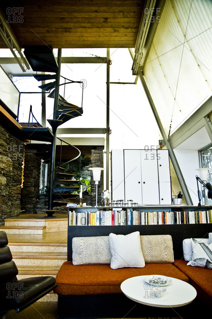 Stanfordville, New York -  April 3, 2011: Living room of Plastic Tent House designed by John M. Johansen