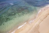 Aerial view of couple on beach