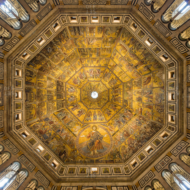 Florence Italy September 28 2015 Ceiling Of Baptistery Of San