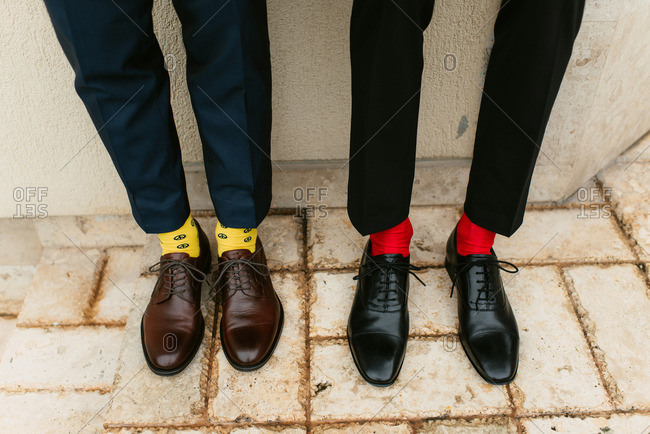 Two Men In Dress Shoes And Bright Colored Socks Stock Photo Offset