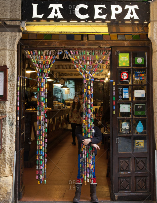 San Sebastian Spain October 23 2015 Child Hiding Behind A