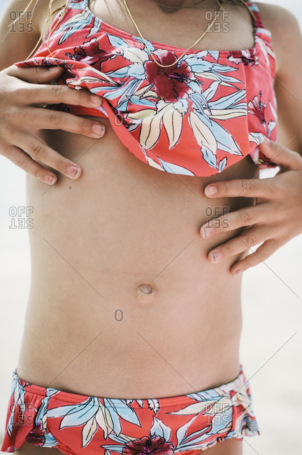 Girl in store a bathing suit