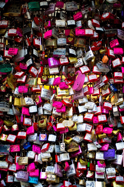Locks cover the walls of the famed Verona