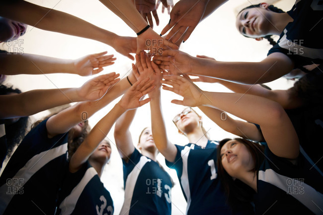 Volleyball team with hands in | Stock Images Page | Everypixel