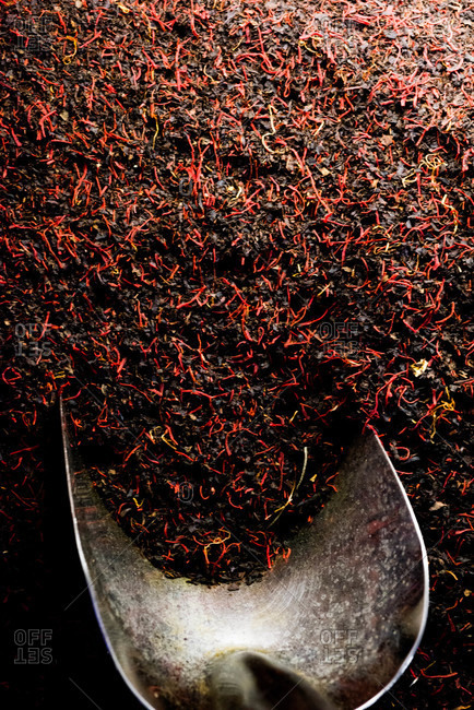 A scoop in saffron spice