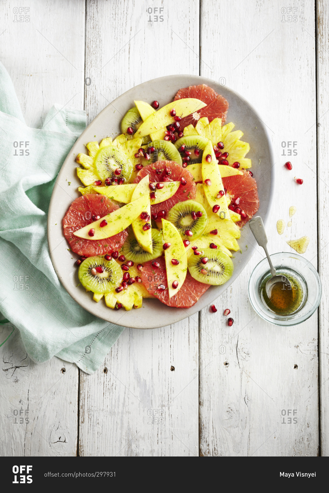 Fruit salad with grapefruit, pineapple and kiwi
