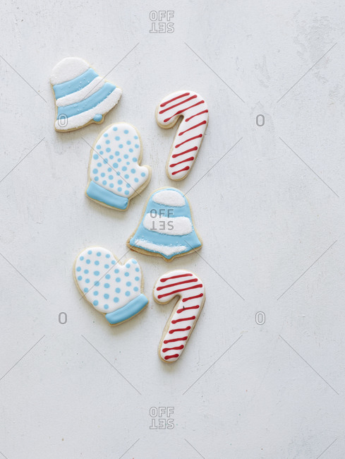 Blue and red holiday sugar cookies