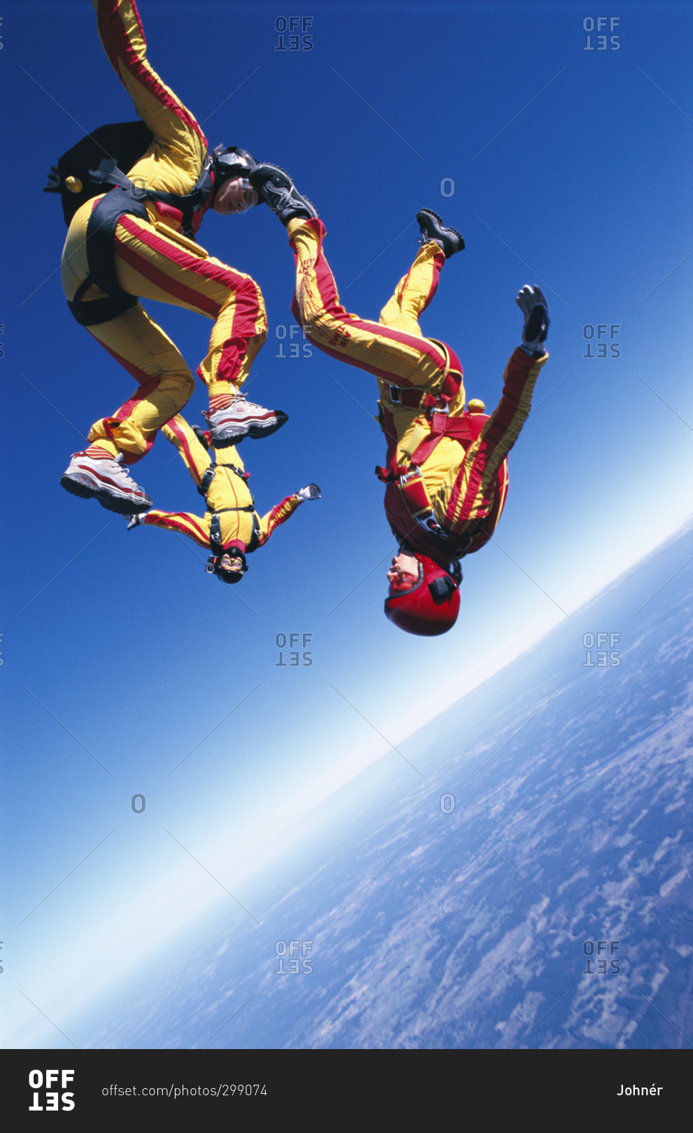 Parachute jumpers in the sky stock photo OFFSET
