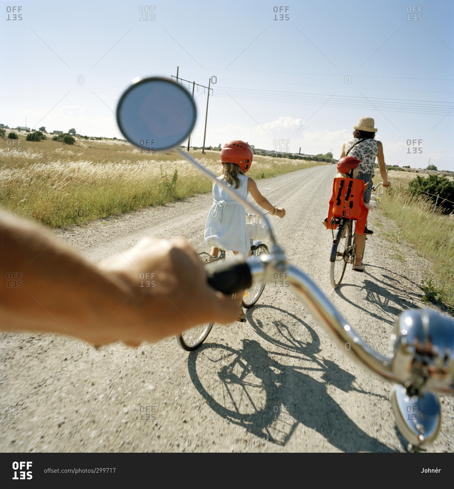 A family on a bicycle ride, Oland, Sweden