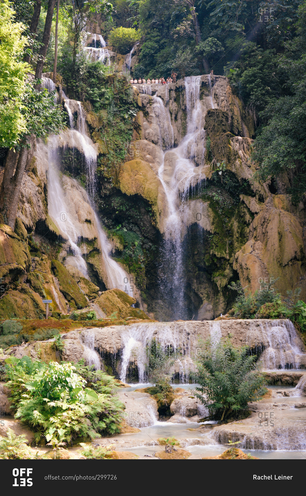 Tourists at Kuang Si Waterfalls in Laos
