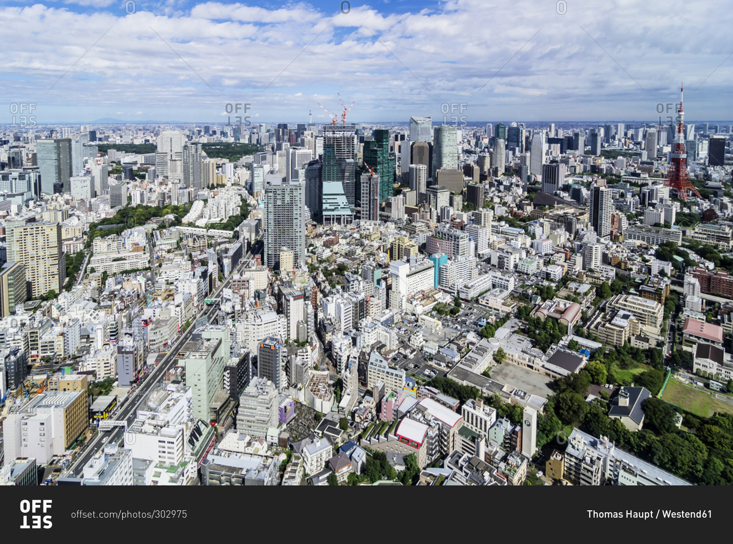 Sunny cityscape of Tokyo Japan
