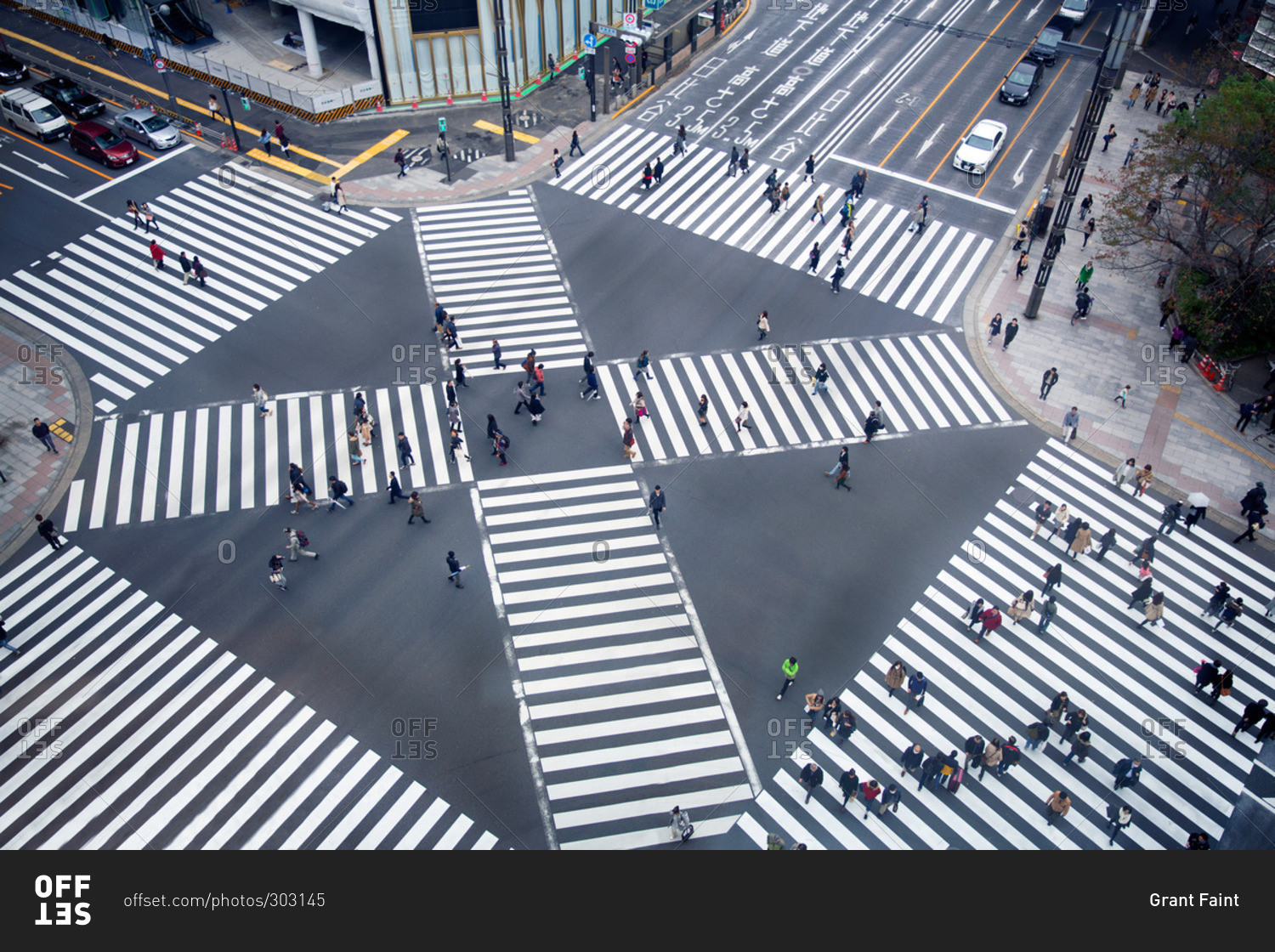 Overhead View Of People At Ginza Crossing In Tokyo Japan Stock Photo Offset