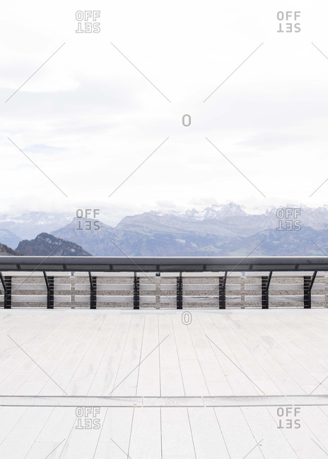 Boardwalk overlooking mountains