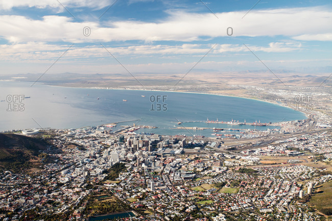 City of Cape and Table Bay from Table Mountain, Cape Town, South Africa