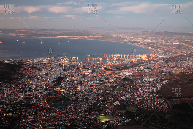 City of Cape and Table Bay from Table Mountain, Cape Town, South Africa