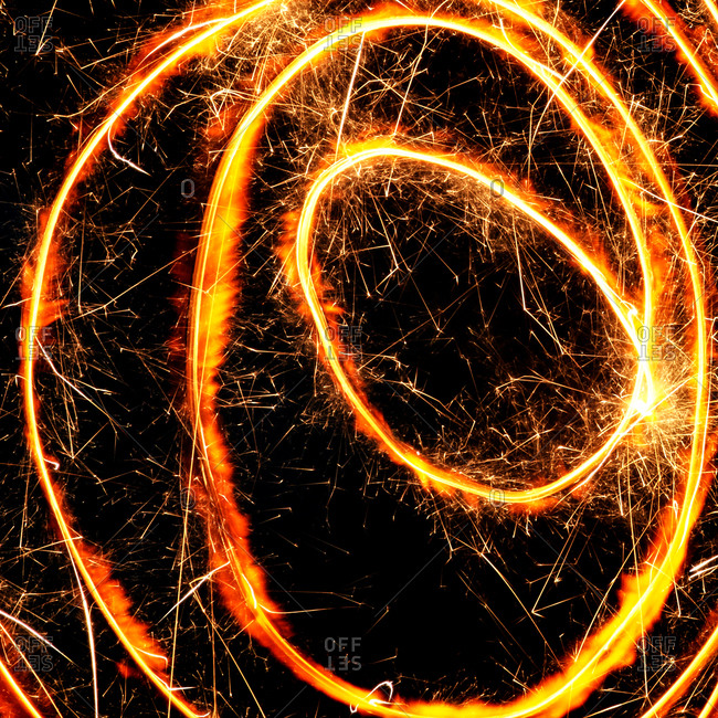 Sparkler making a spiral