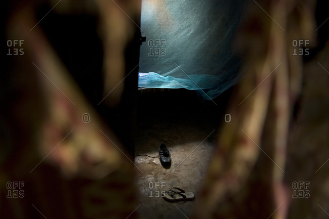 Peak inside a bedroom in a tent in Africa