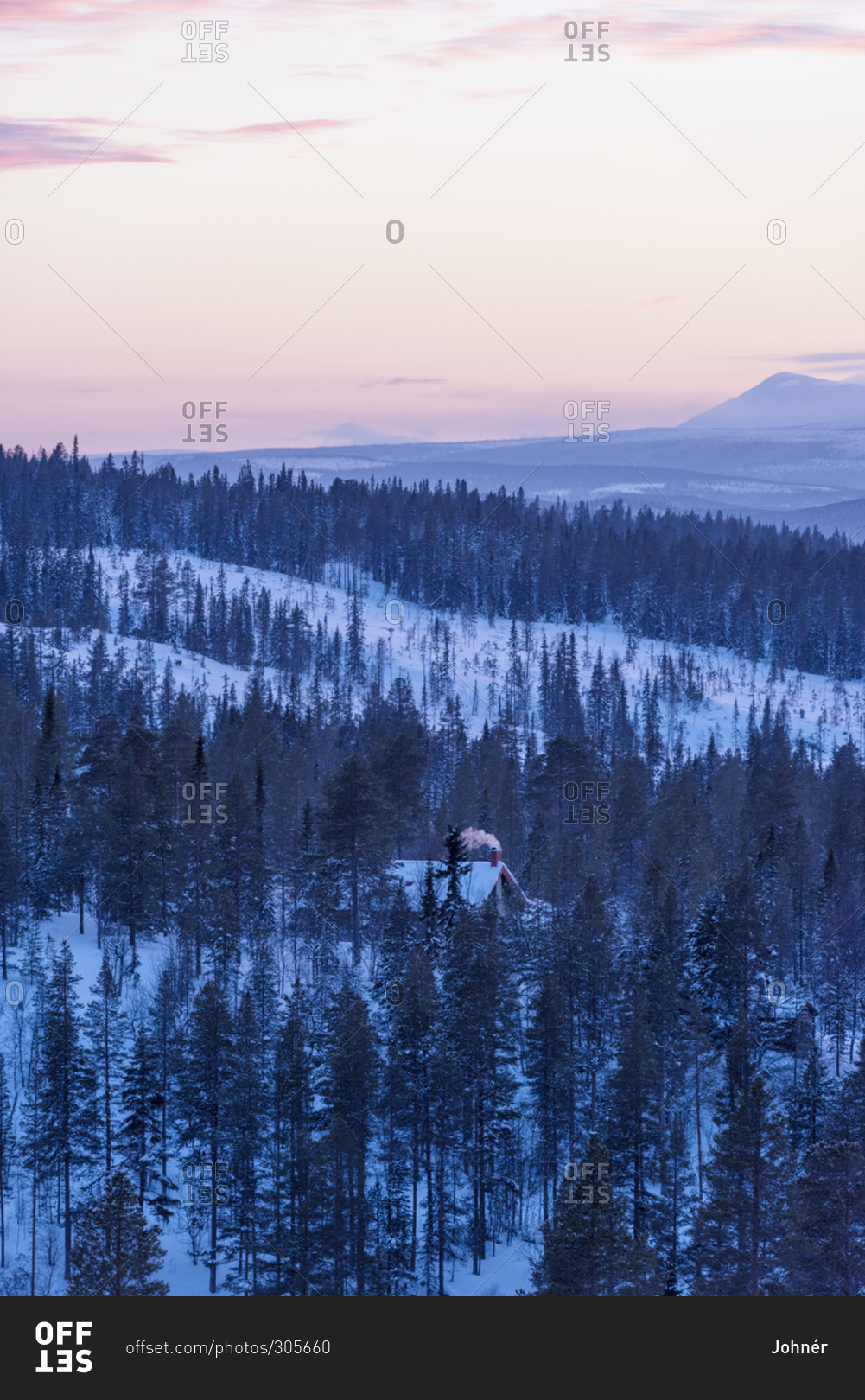 Winter landscape at sunset, Harjedalen