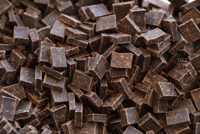 Overhead view of chocolate chunks