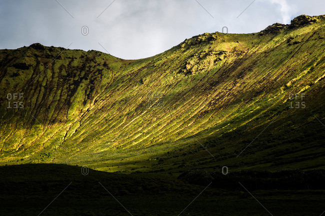 Curving slope of Corvo cauldron, Azores, Portugal