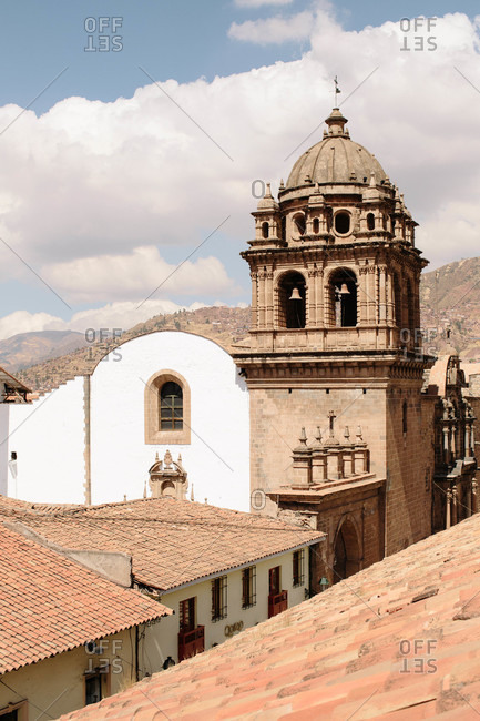 Church bells and tower in Cusco, Peru