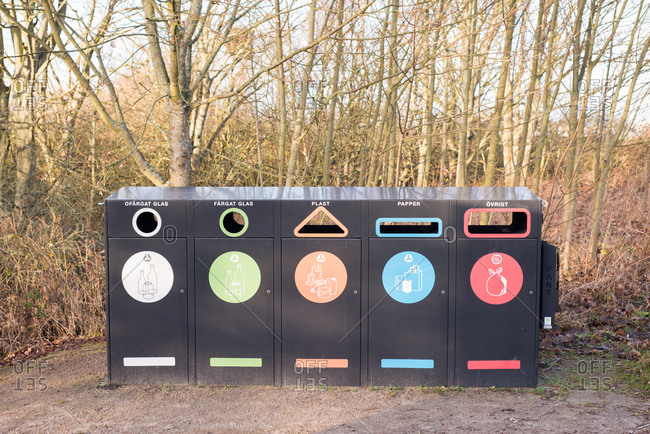 Recycling bins, Helsingborg, Sweden - Offset