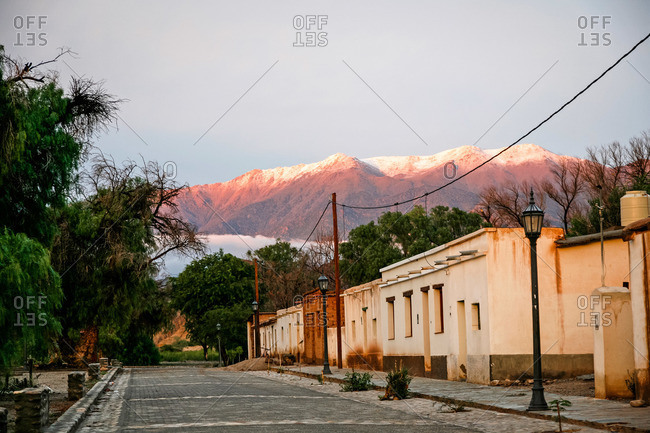 Street and mountains in Molinos, Salta Province, Argentina stock photo ...